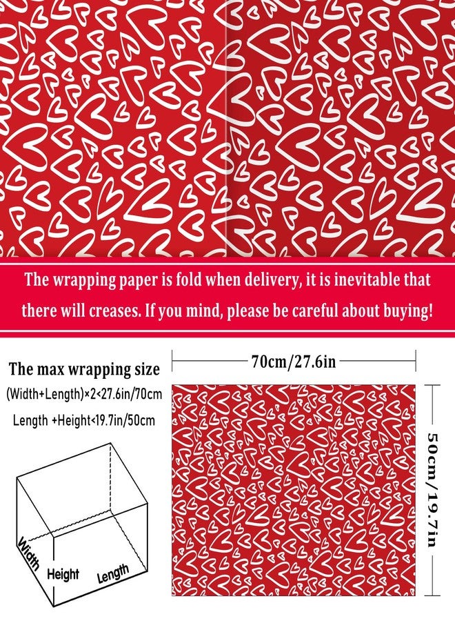 Whaline 12 Sheet Valentine's Day Wrapping Paper 19.7 x 27.6 Inch Love Heart Wrapping Paper Red Pink Romantic Cupid Pattern Wrapper Paper for Valentines Wedding Anniversary Party Craft Gift Decor - Image 2
